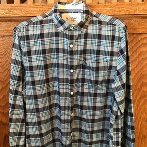 Penguin Blue, Teal, Gray Checkered Shirt Sz M
